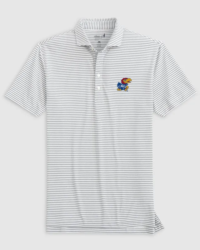 Kansas Stetsons Striped Performance Mesh Polo sold by Johnnie-O
