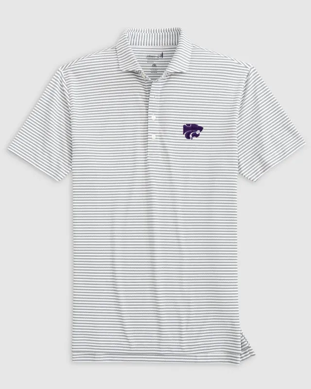 Kansas State Stetsons Striped Performance Mesh Polo sold by Johnnie-O
