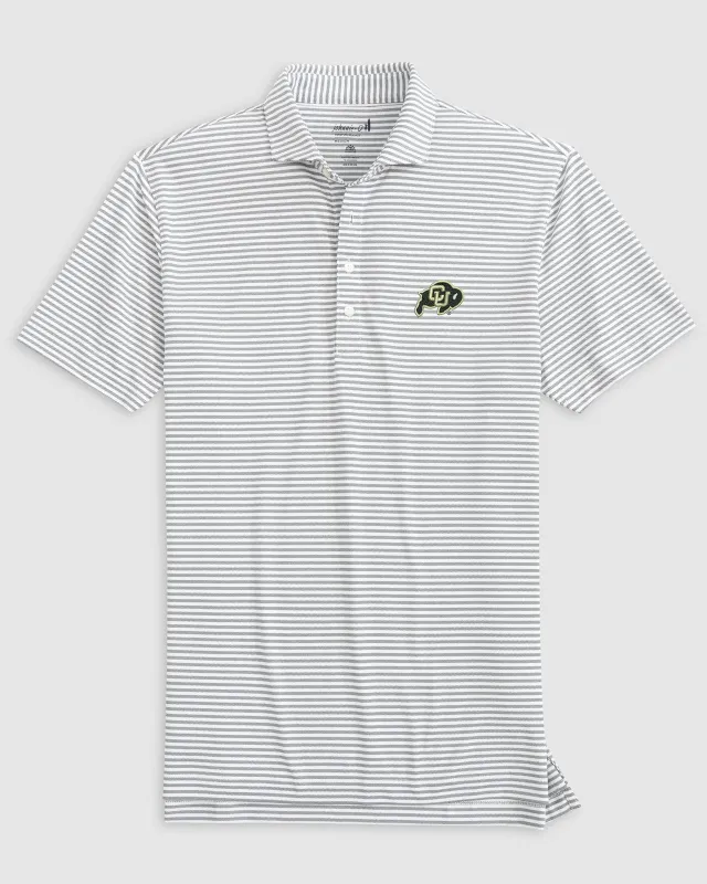 Colorado Stetsons Striped Performance Mesh Polo sold by Johnnie-O