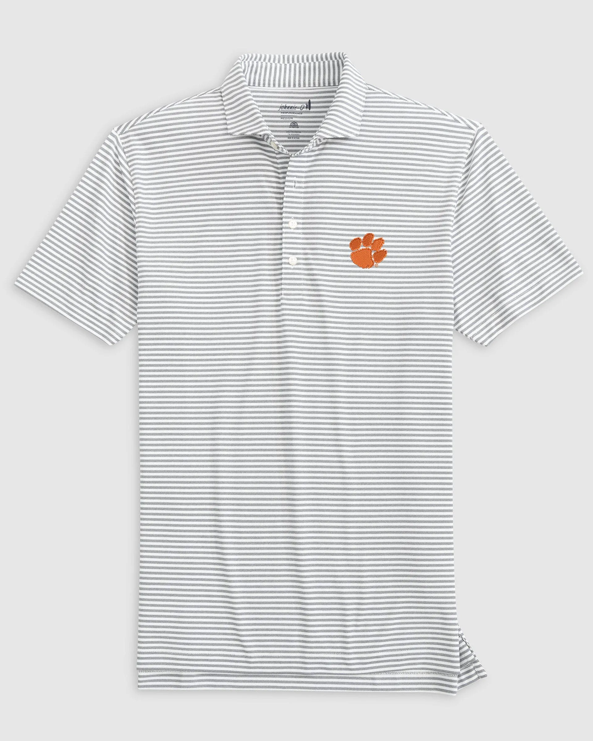 Clemson University Stetsons Striped Performance Mesh Polo sold by Johnnie-O