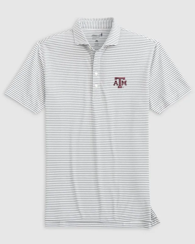 Texas A&M Stetsons Striped Performance Mesh Polo sold by Johnnie-O