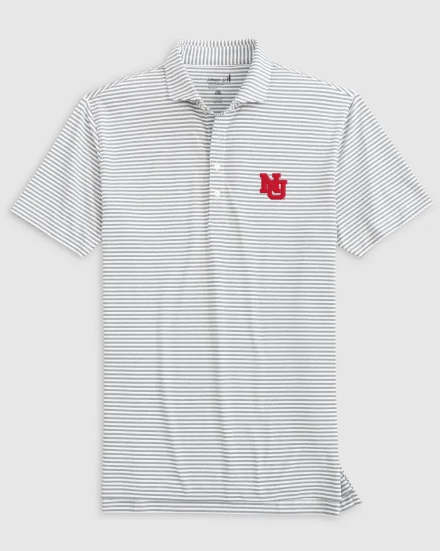Nebraska Stetsons Striped Performance Mesh Polo - Vault Logo sold by Johnnie-O