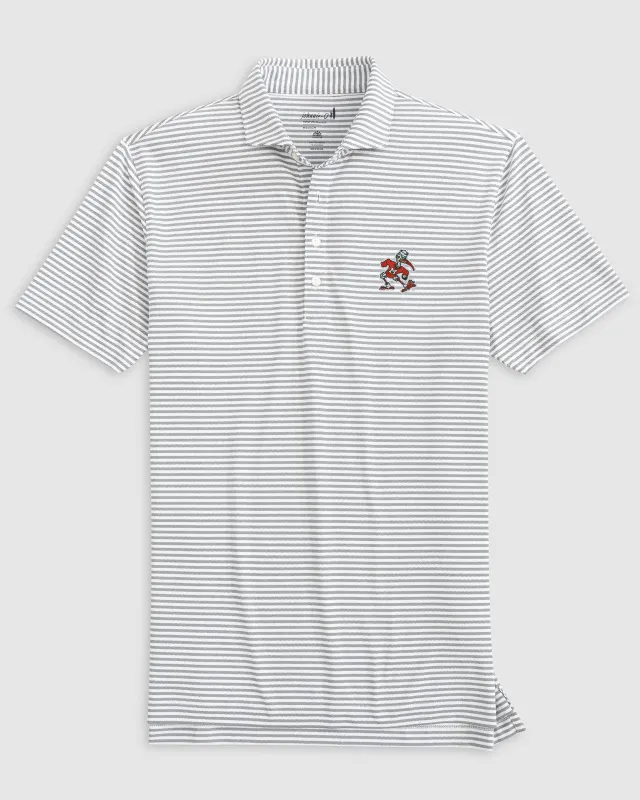 Miami Stetsons Striped Performance Mesh Polo - Vintage Logo sold by Johnnie-O