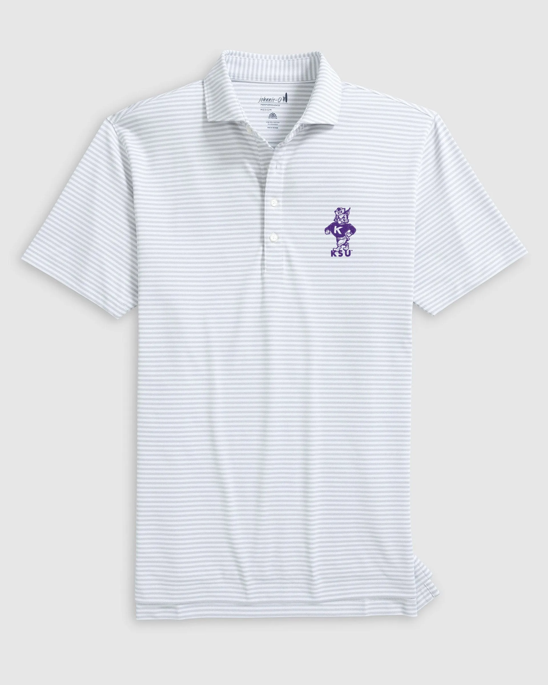 Kansas State Stetsons Striped Performance Mesh Polo - Vault Logo sold by Johnnie-O product image thumbnail 3