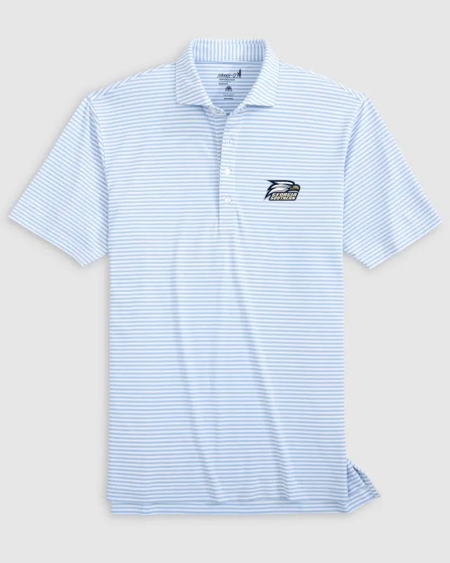 Georgia Southern Stetsons Striped Performance Mesh Polo - Script Logo sold by Johnnie-O