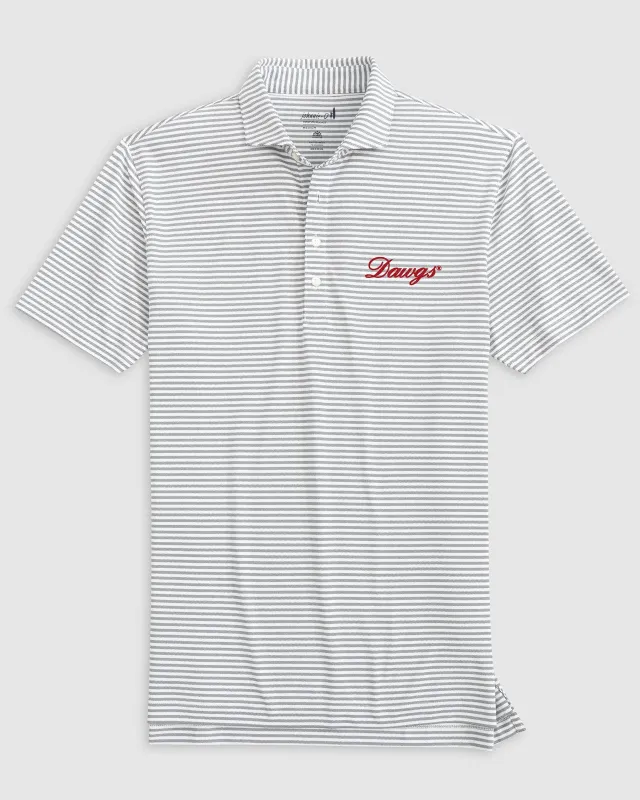 Georgia Stetsons Striped Performance Mesh Polo - Script Logo sold by Johnnie-O