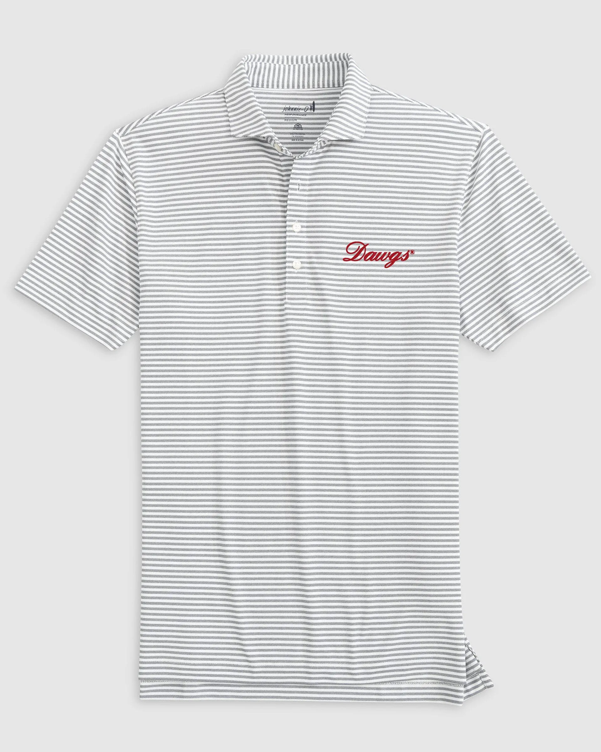 Georgia Stetsons Striped Performance Mesh Polo - Script Logo sold by Johnnie-O