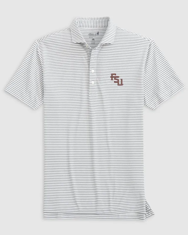 Florida State Stetsons Striped Performance Mesh Polo - Stacked Logo sold by Johnnie-O