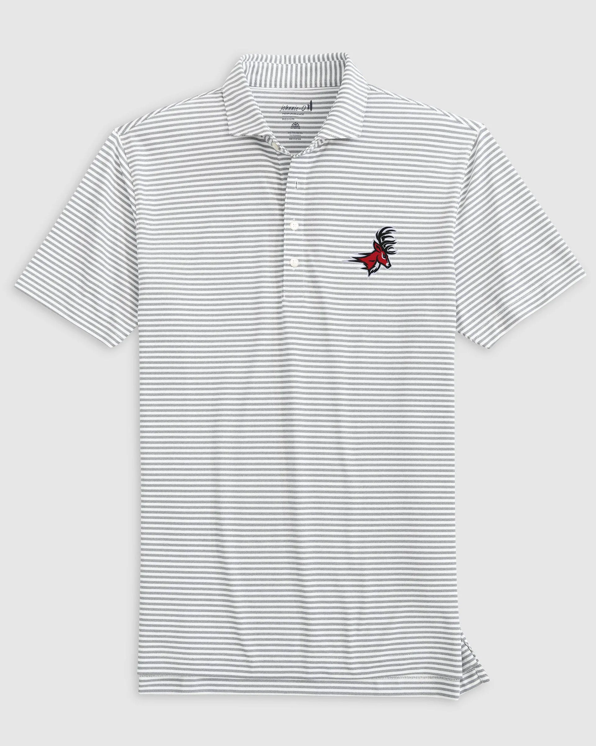 Fairfield Stetsons Striped Performance Mesh Polo - Stag Logo sold by Johnnie-O