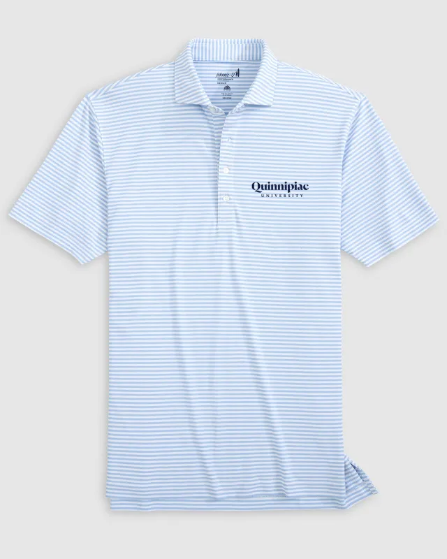 Quinnipiac Stetsons Striped Performance Mesh Polo sold by Johnnie-O