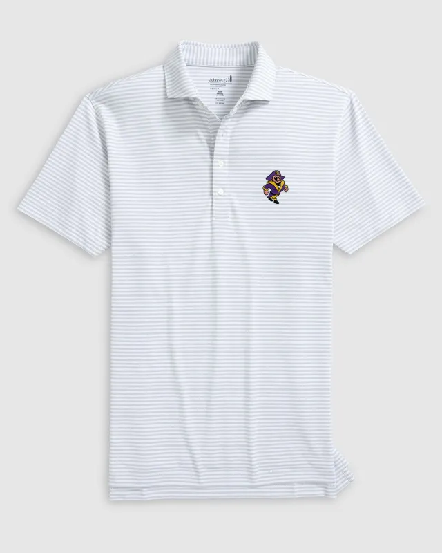 East Carolina Stetsons Striped Performance Mesh Polo - Vault Logo sold by Johnnie-O