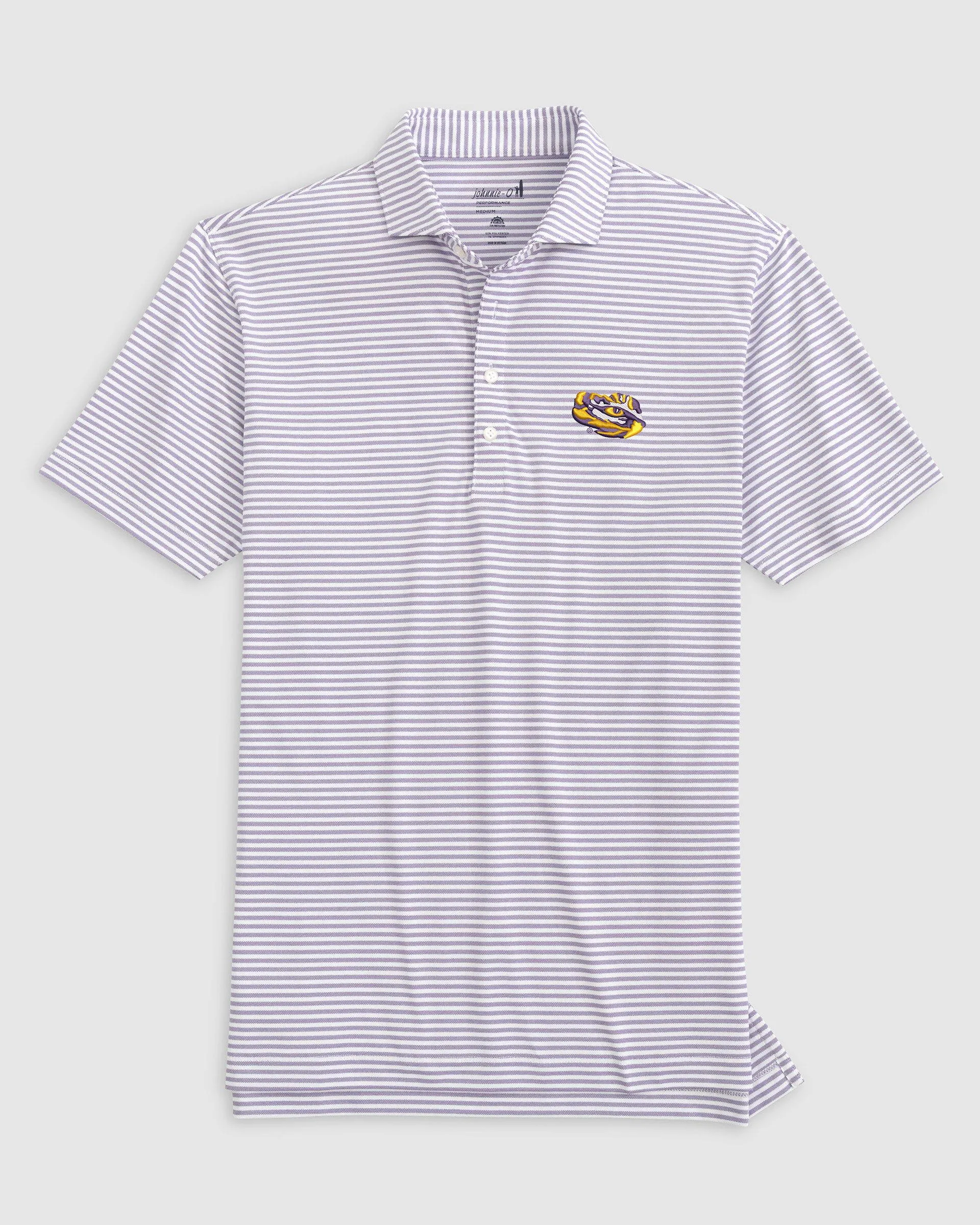Louisiana State Stetsons Striped Performance Mesh Polo - Tiger Eye Logo sold by Johnnie-O product image thumbnail 2