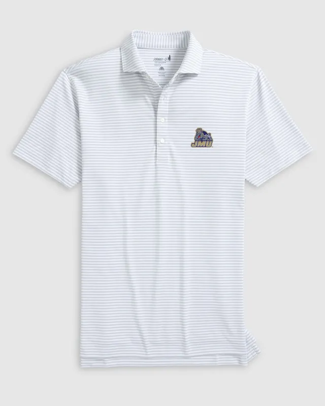 James Madison Stetsons Striped Performance Mesh Polo- Duke Dog Logo sold by Johnnie-O