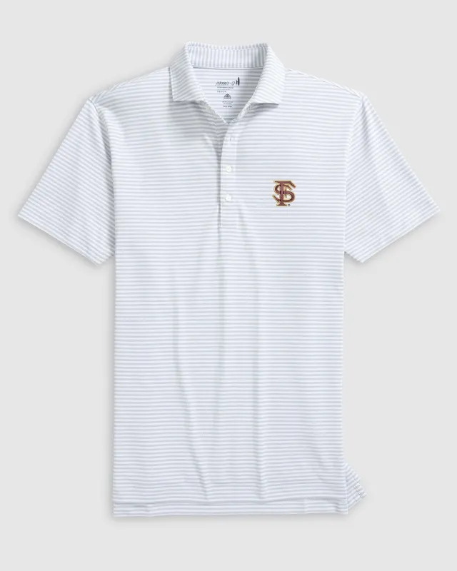 Florida State Stetsons Striped Performance Mesh Polo - Baseball Logo sold by Johnnie-O