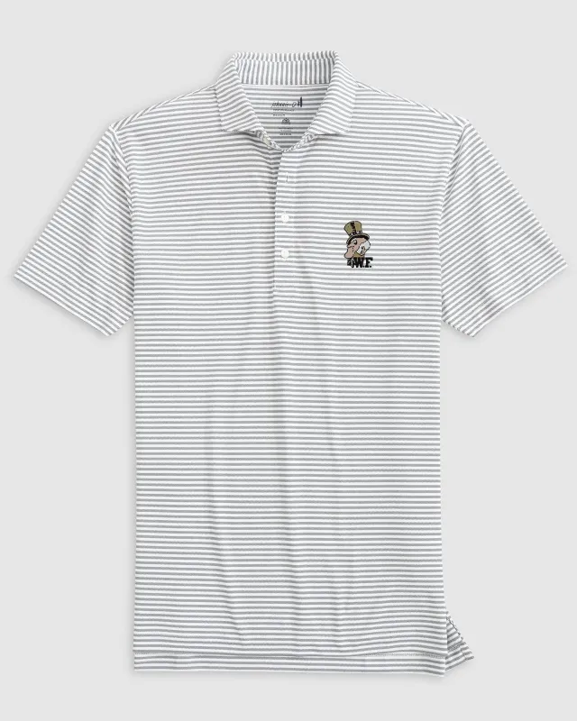 Wake Forest Stetsons Striped Performance Mesh Polo - Vault Logo sold by Johnnie-O