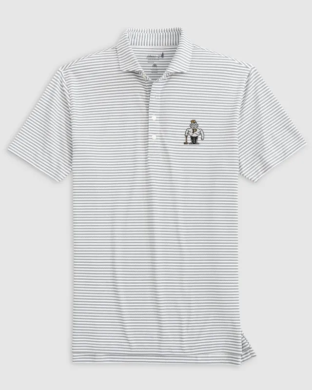 Purdue Stetsons Striped Performance Mesh Polo - Vault Logo sold by Johnnie-O