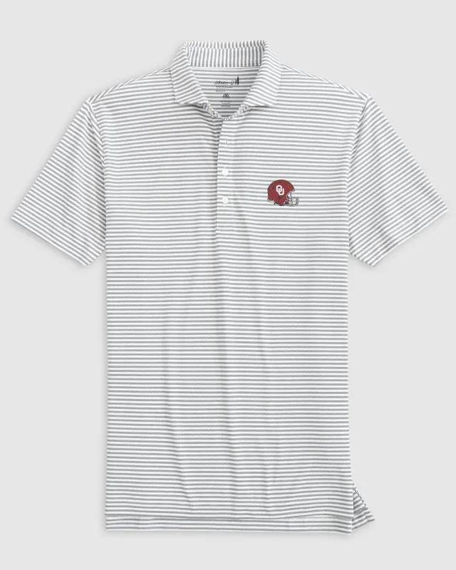 Oklahoma Stetsons Striped Performance Mesh Polo - Helmet Logo sold by Johnnie-O
