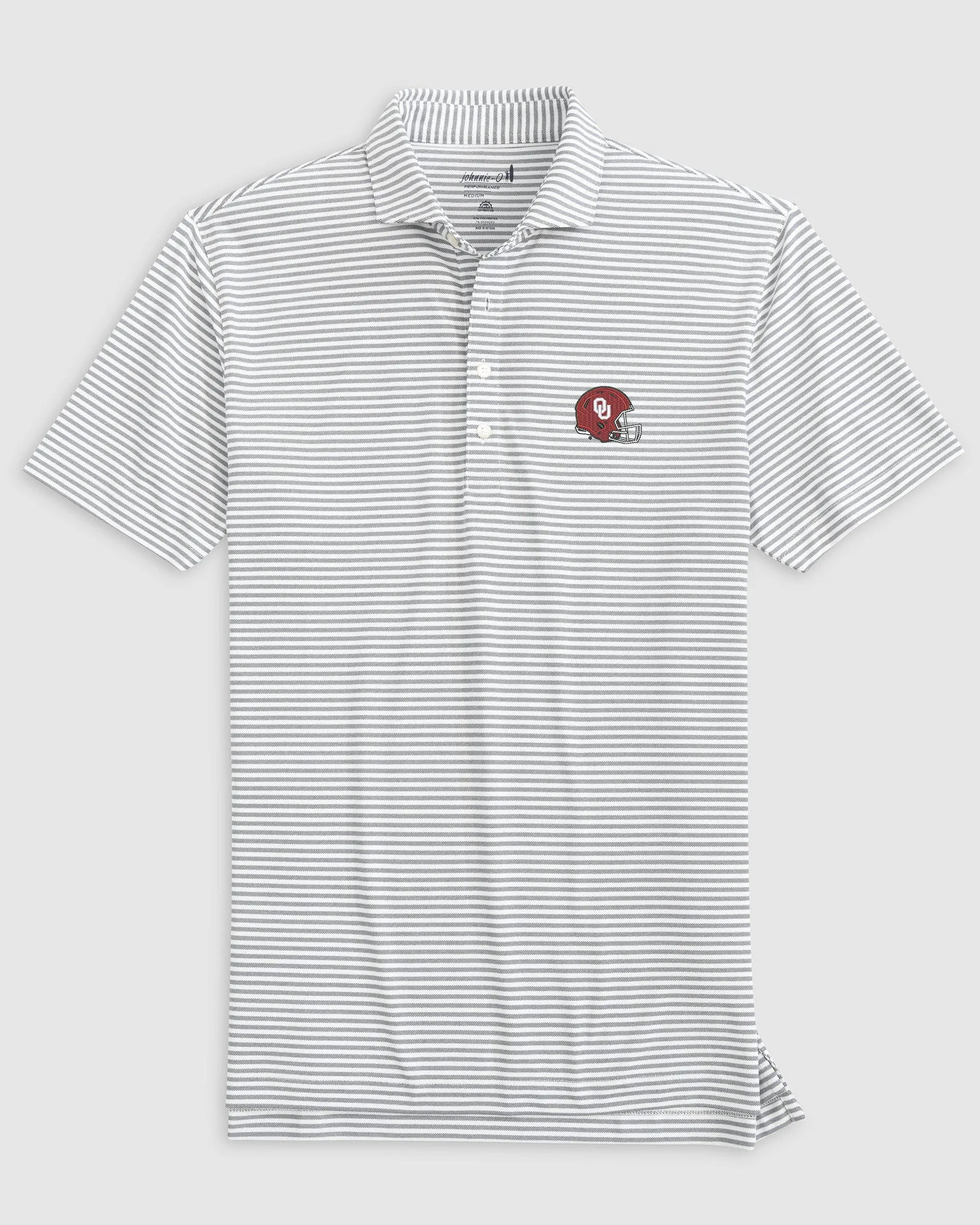 Oklahoma Stetsons Striped Performance Mesh Polo - Helmet Logo sold by Johnnie-O