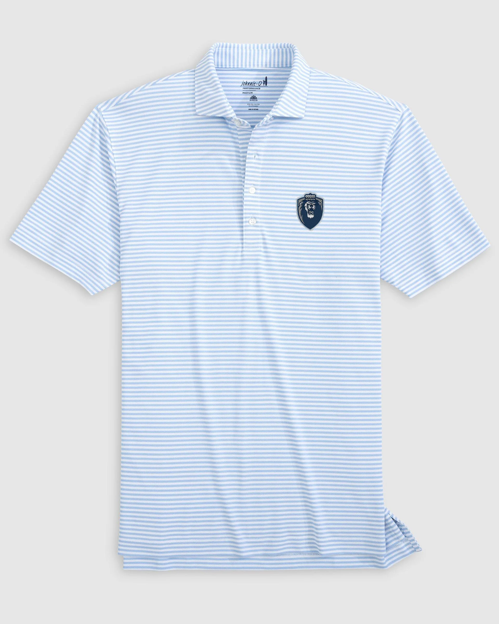 Old Dominion Stetsons Striped Performance Mesh Polo - Big Blue Logo sold by Johnnie-O