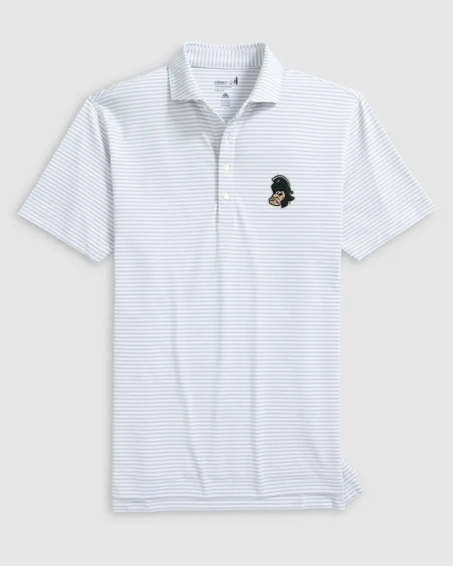 Michigan State Stetsons Striped Performance Mesh Polo - Vault Logo sold by Johnnie-O