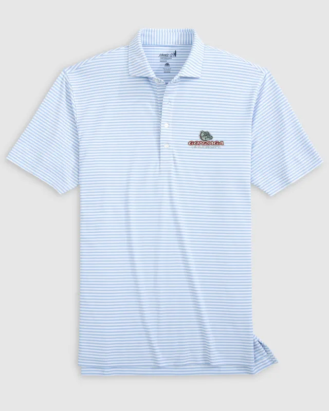 Gonzaga Stetsons Striped Performance Mesh Polo - Script Logo sold by Johnnie-O