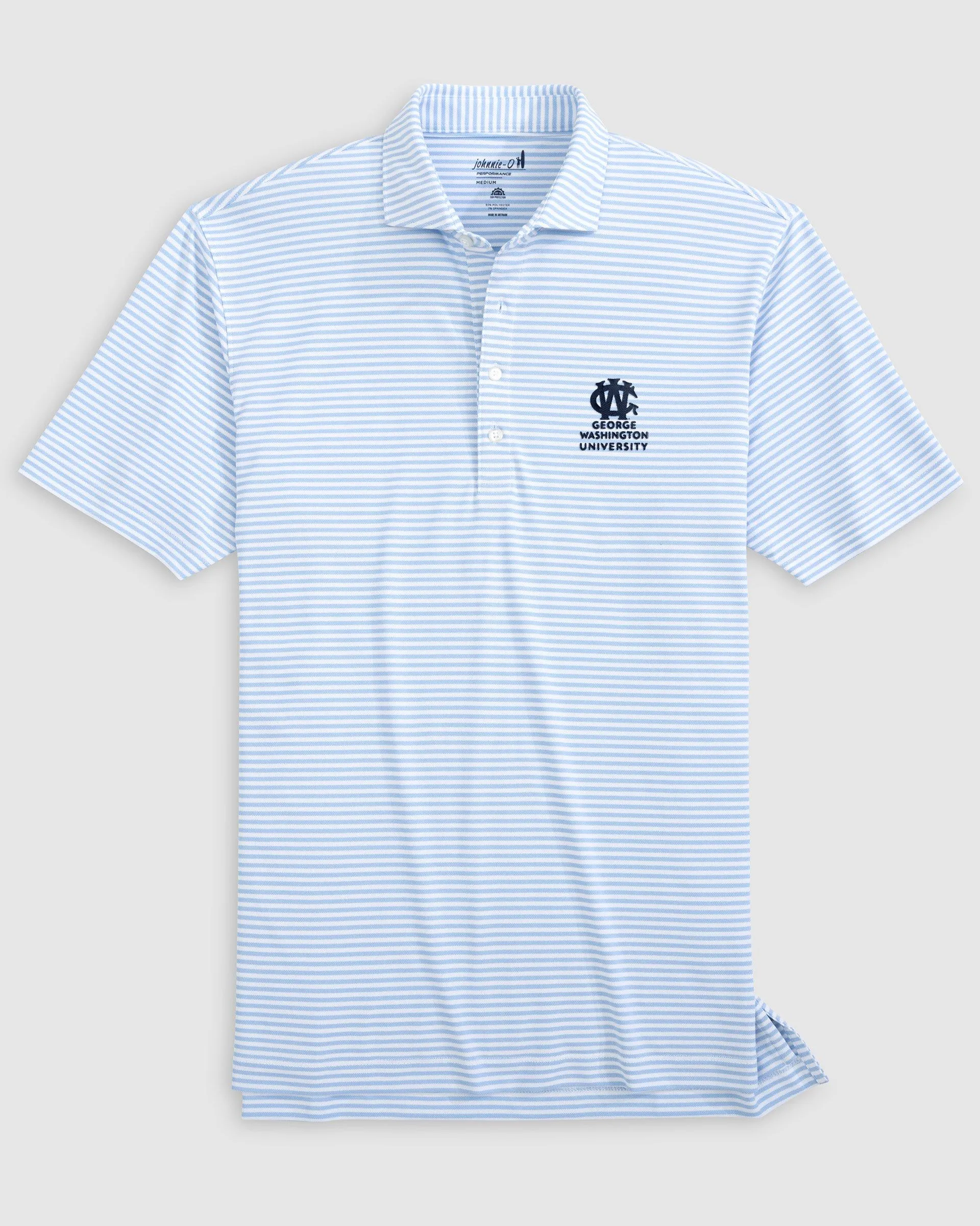 George Washington Stetsons Striped Performance Mesh Polo - Vault Logo sold by Johnnie-O