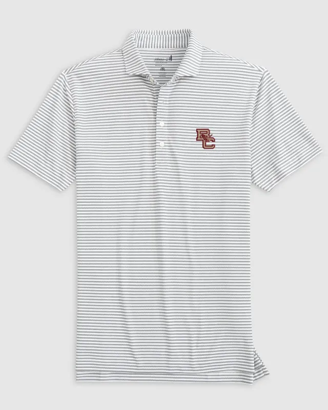 Boston College Stetsons Striped Performance Mesh Polo - Heritage Logo sold by Johnnie-O