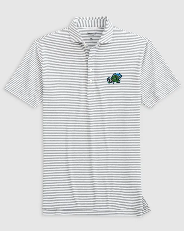 Tulane Stetsons Striped Performance Mesh Polo - Angry Wave Logo sold by Johnnie-O