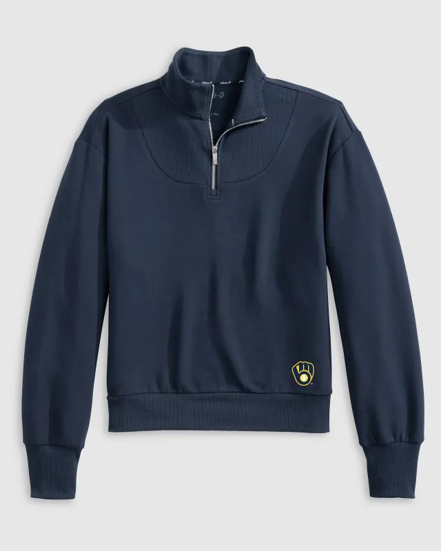 Women's Milwaukee Brewers Naomi Rib Knit 1/4 Zip sold by Johnnie-O