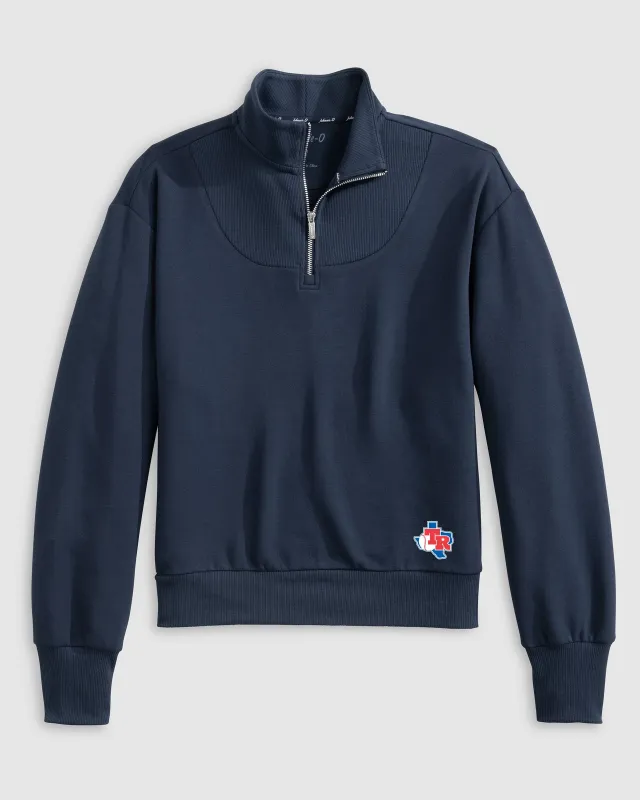 Women's Texas Rangers Naomi Rib Knit 1/4 Zip - Cooperstown Logo made by Johnnie-O
