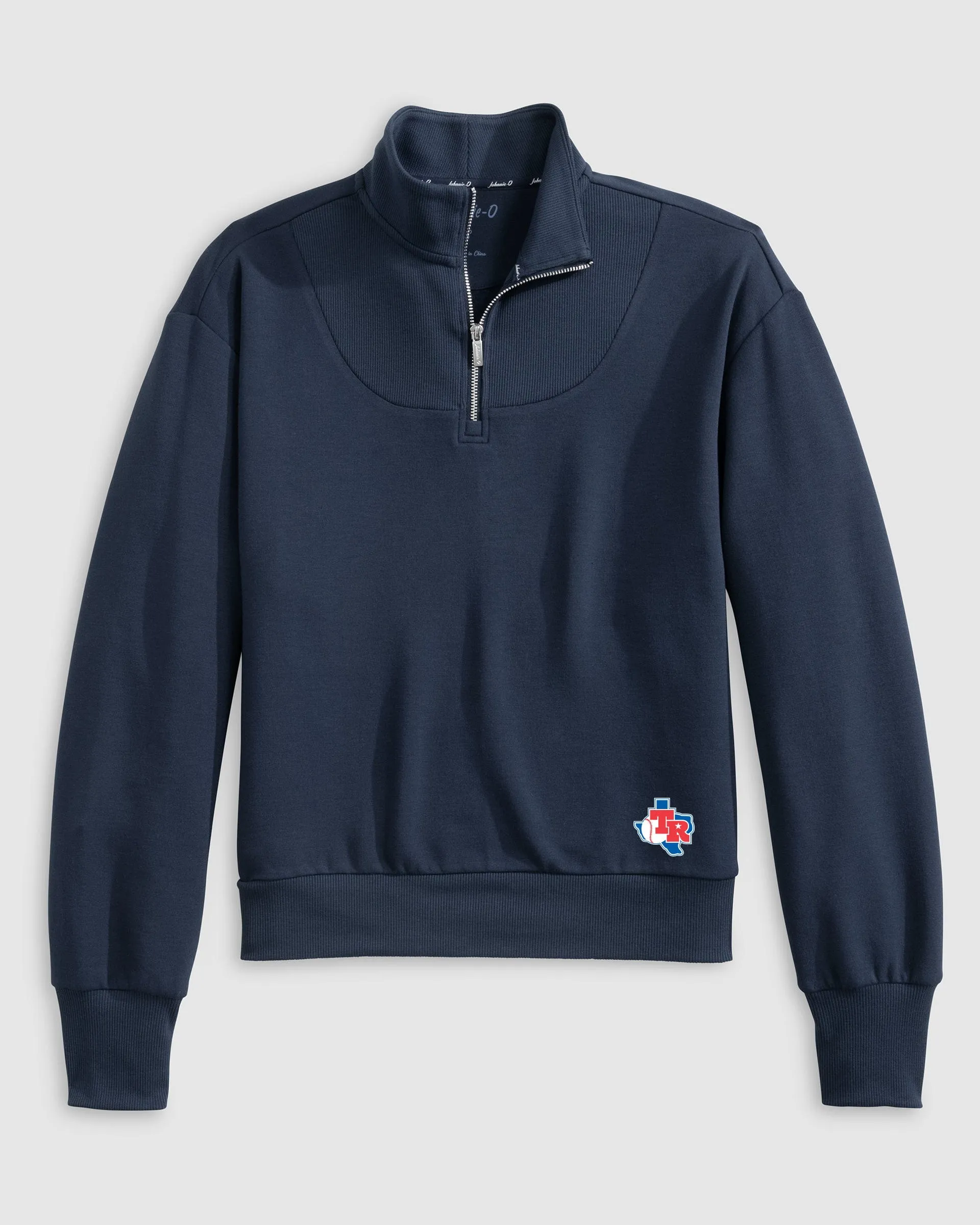 Women's Texas Rangers Naomi Rib Knit 1/4 Zip - Cooperstown Logo sold by Johnnie-O