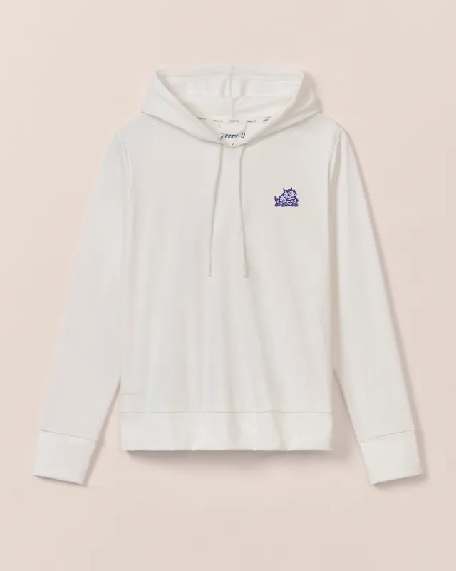 Women's Texas Christian Nalla Performance Hoodie - Horned Frog Logo sold by Johnnie-O