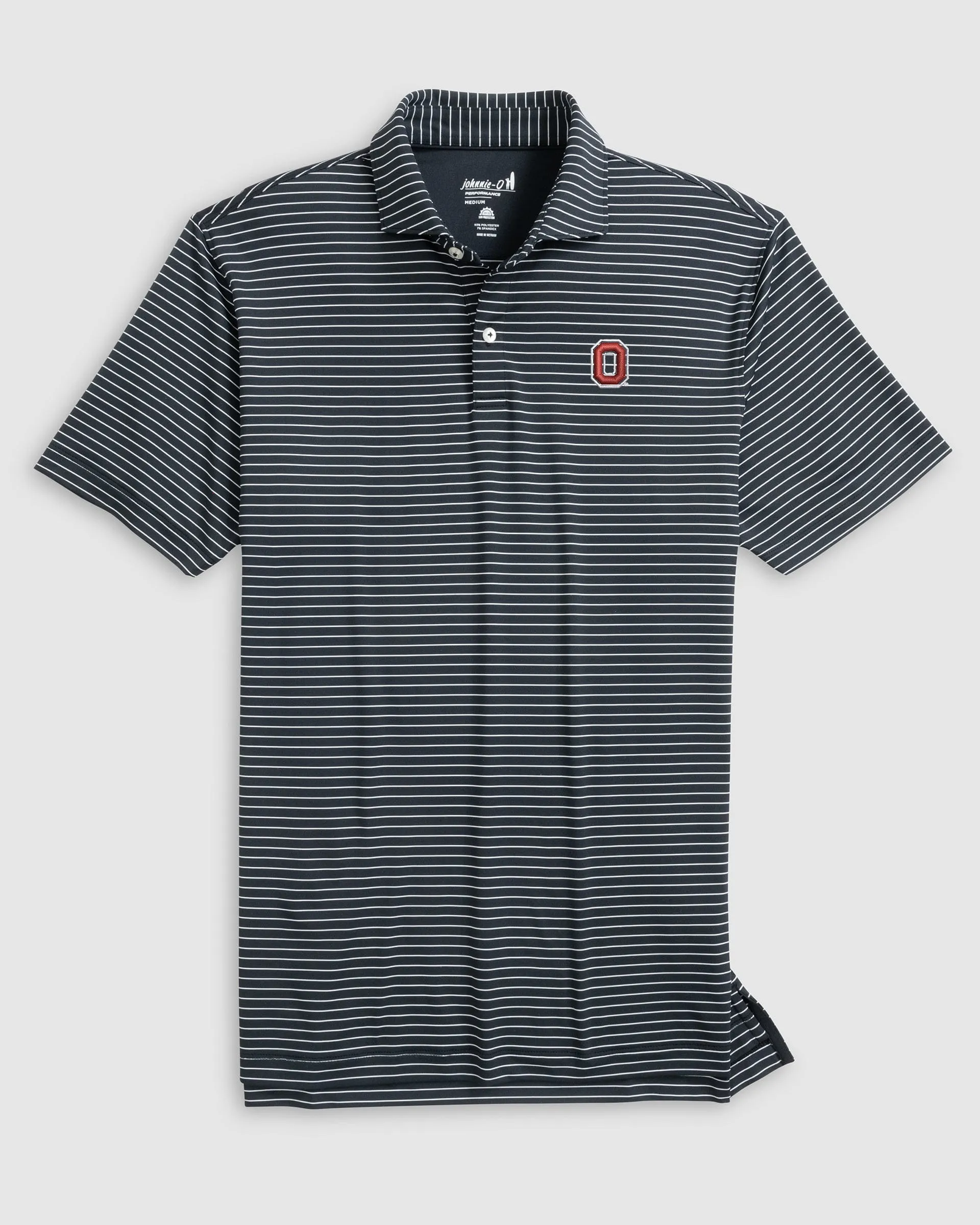 Ohio State Beau Striped Performance Jersey Polo - O Logo sold by Johnnie-O