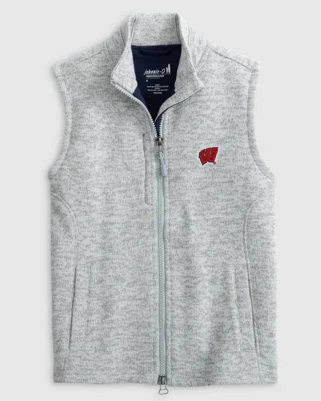 Wisconsin Denalis Performance Fleece Vest Jr. sold by Johnnie-O