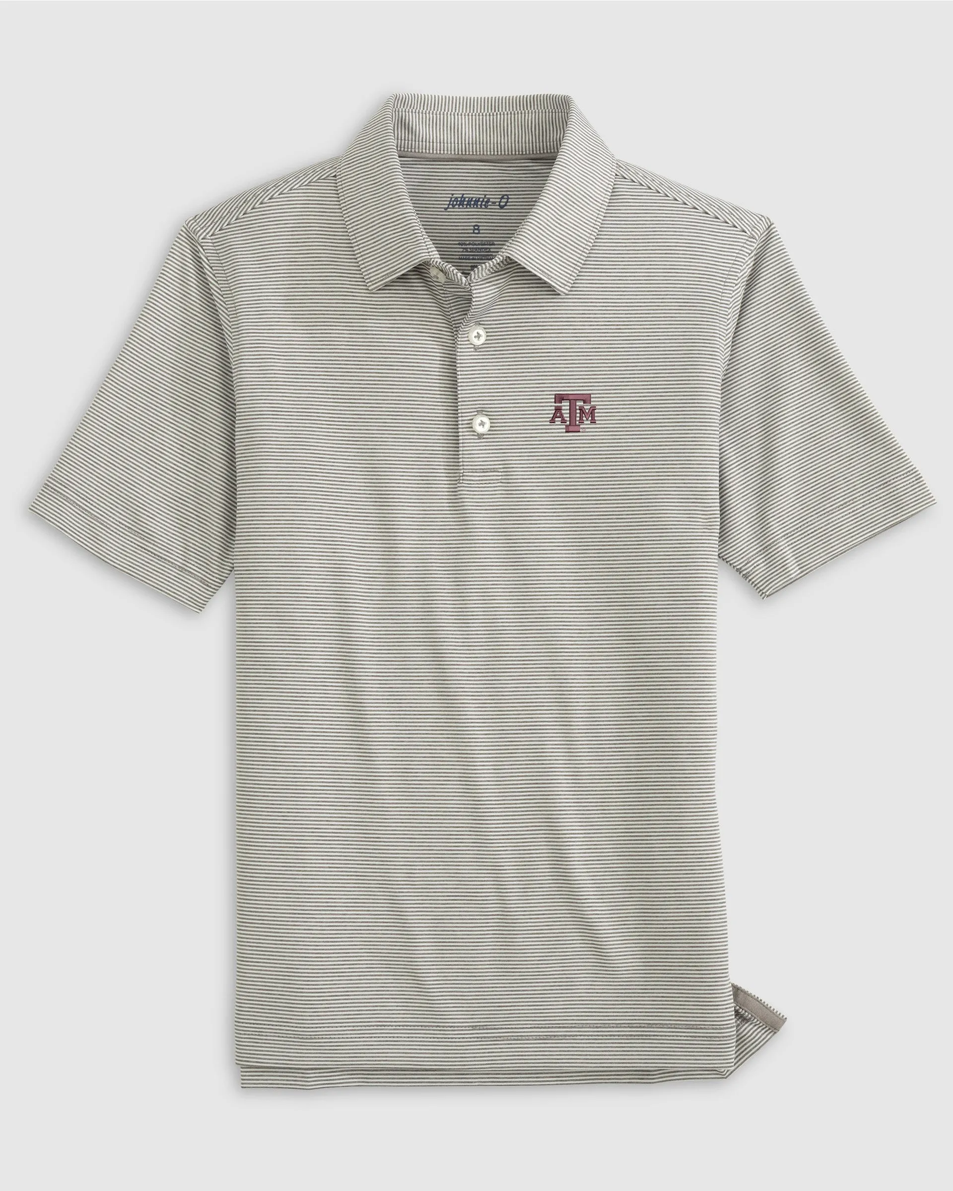 Texas A&M Lyndonn Jr. Striped Jersey Performance Polo sold by Johnnie-O