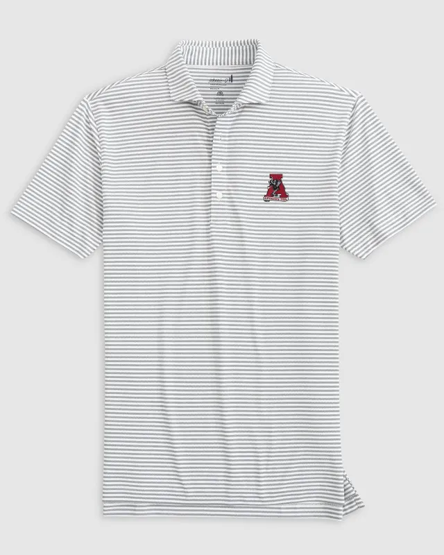 Alabama Stetsons Striped Performance Mesh Polo - Vault Logo sold by Johnnie-O