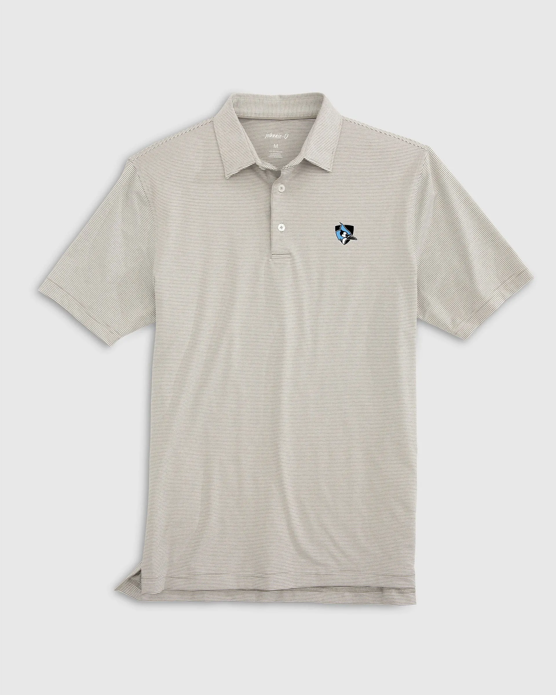 Johns Hopkins Lyndonn Striped Jersey Performance Polo - Athletic Logo sold by Johnnie-O