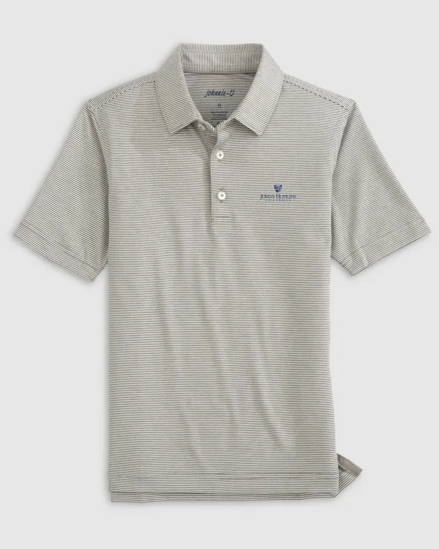 Johns Hopkins Lyndonn Jr. Striped Jersey Performance Polo sold by Johnnie-O