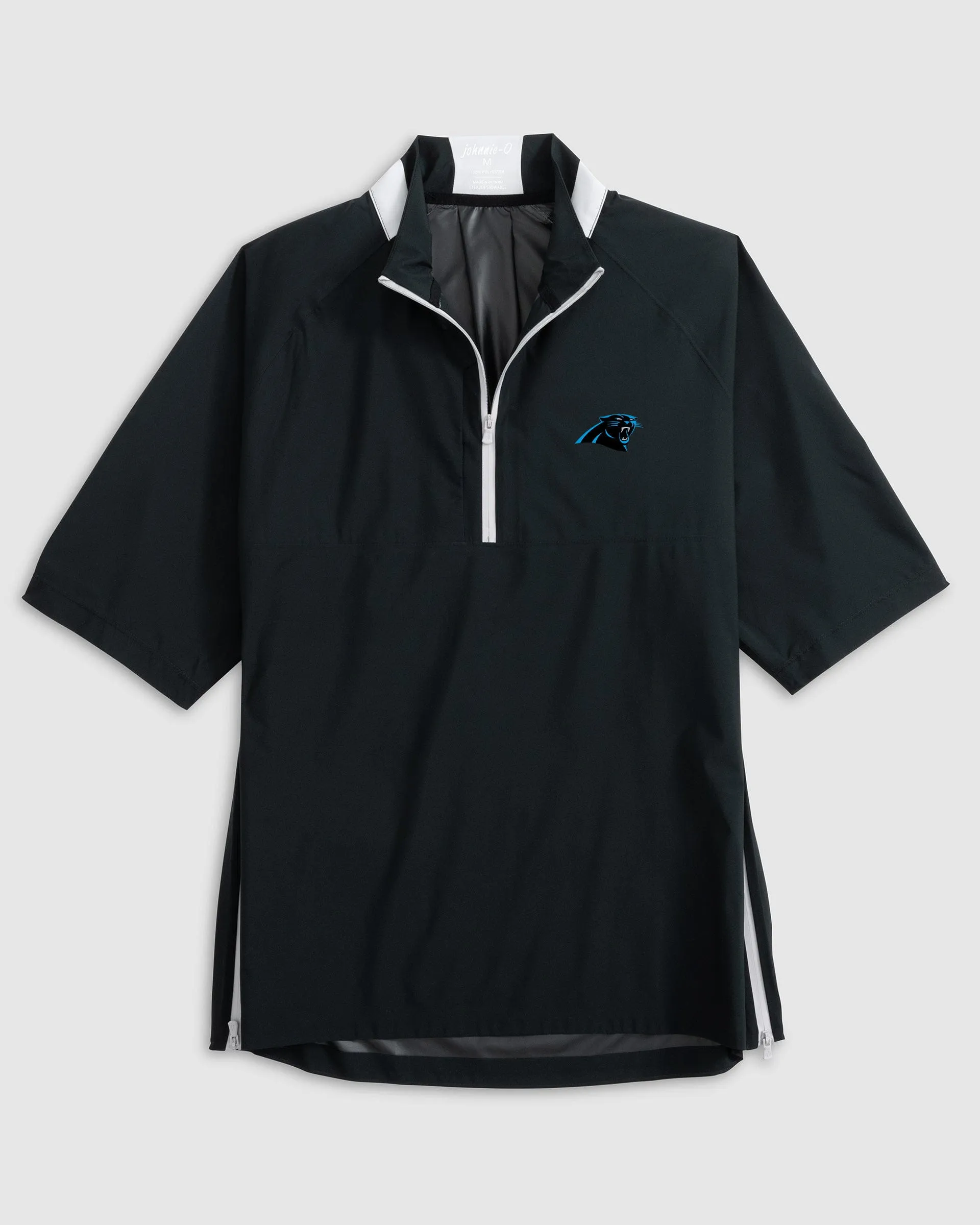 Carolina Panthers Stealth Stowable Short Sleeve Packable Rain Jacket sold by Johnnie-O