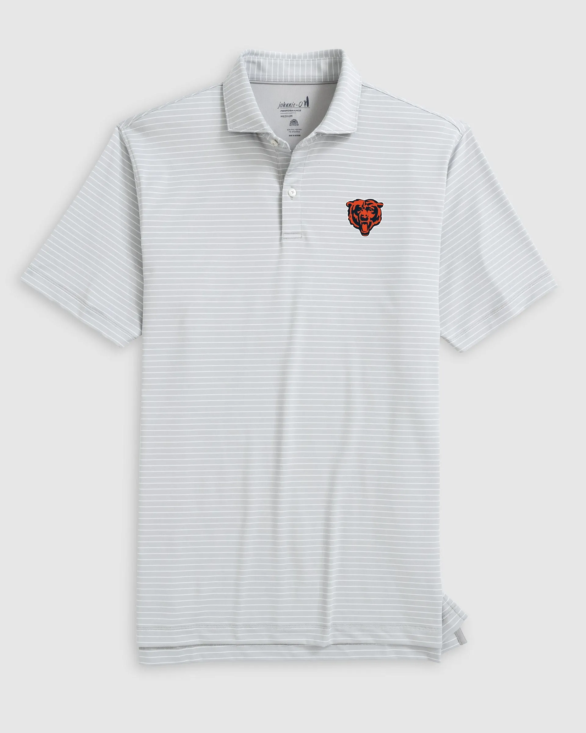 Chicago Bears Beau Striped Performance Jersey Polo sold by Johnnie-O