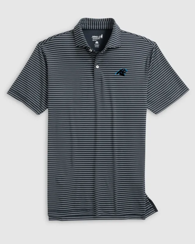 Carolina Panthers Beau Striped Performance Jersey Polo sold by Johnnie-O