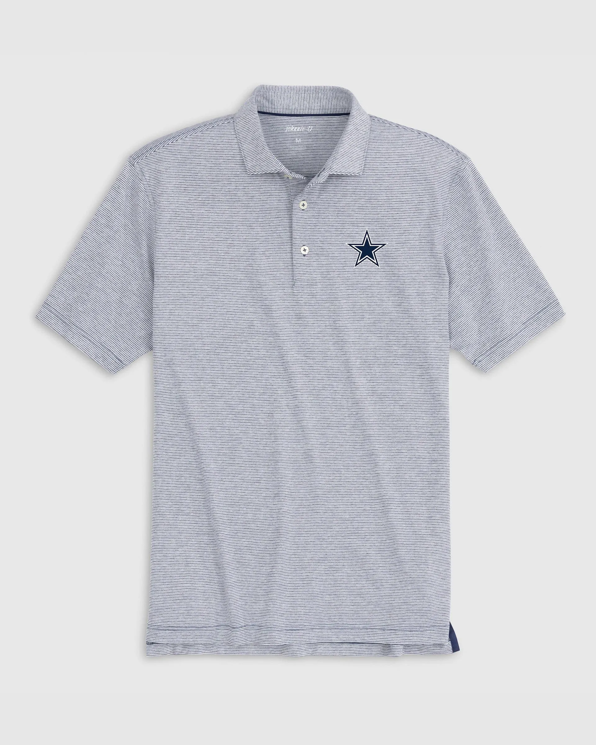 Dallas Cowboys Lyndonn Striped Performance Jersey Polo sold by Johnnie-O