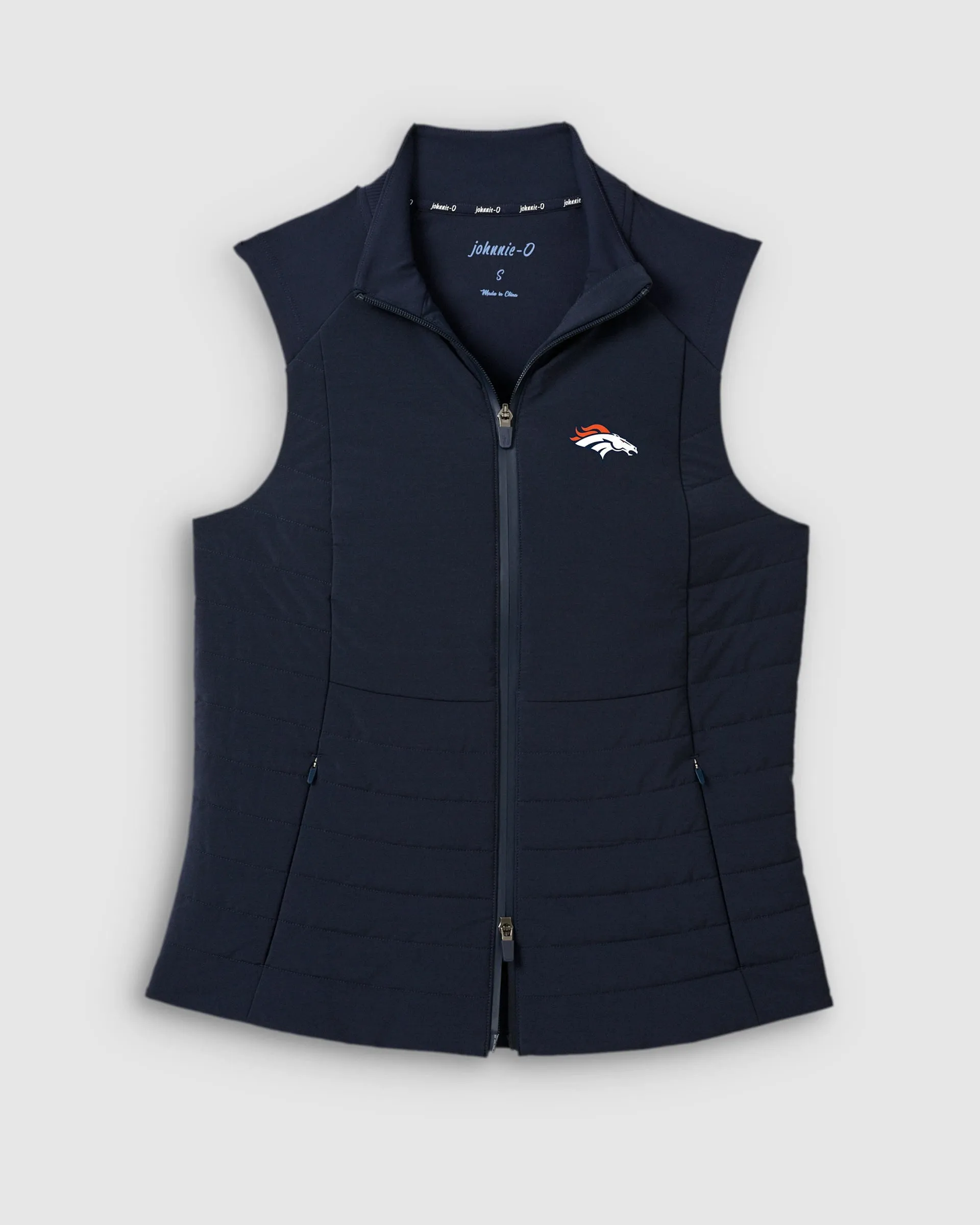 Women's Denver Broncos Victoria Performance Mixed Media Vest sold by Johnnie-O