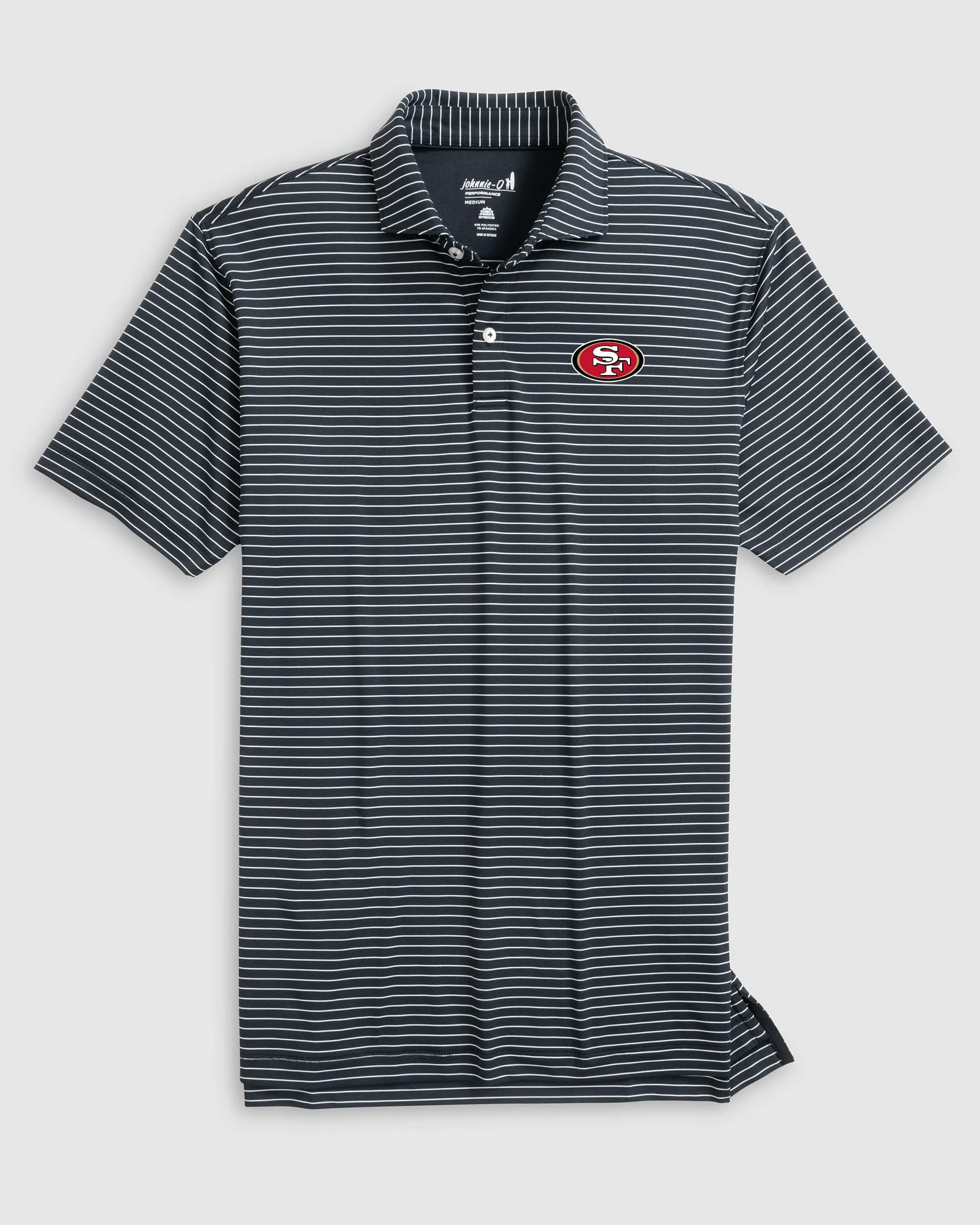 San Francisco 49ers Beau Striped Performance Jersey Polo sold by Johnnie-O