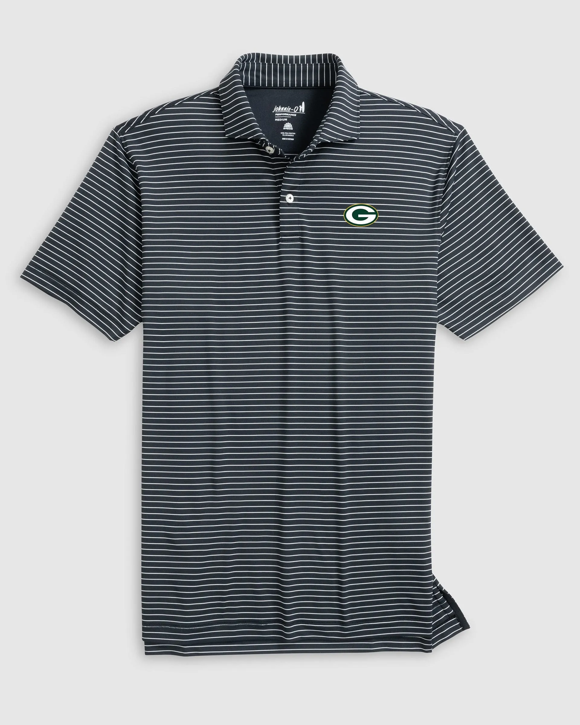 Green Bay Packers Beau Striped Performance Jersey Polo sold by Johnnie-O