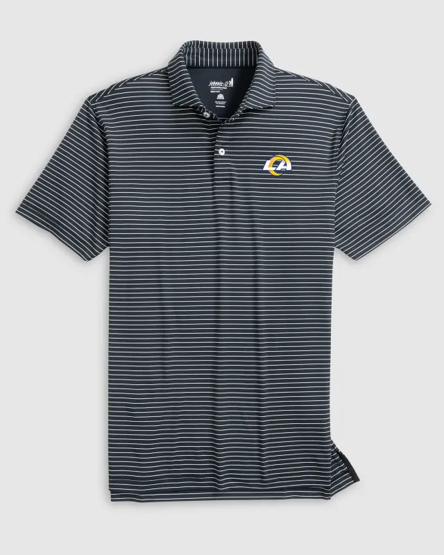 Los Angeles Rams Beau Striped Performance Jersey Polo sold by Johnnie-O