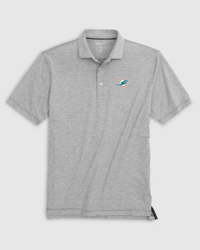 Miami Dolphins Lyndonn Striped Performance Jersey Polo sold by Johnnie-O