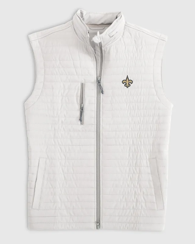 New Orleans Saints Crosswind Quilted Performance Vest sold by Johnnie-O