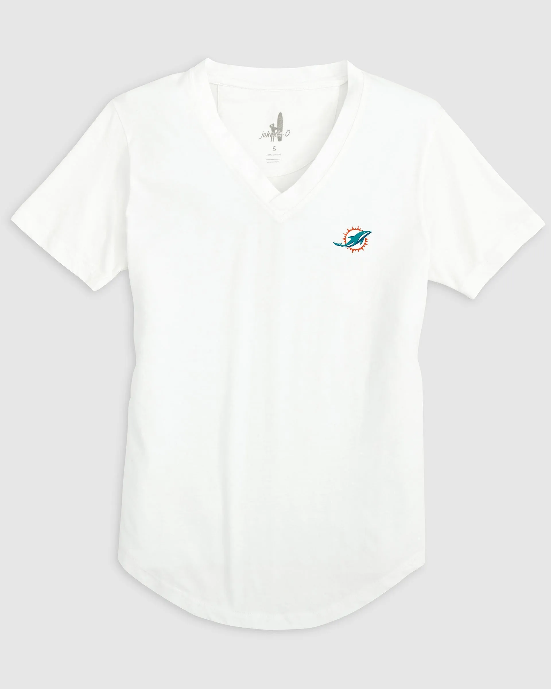 Women's Miami Dolphins Merediths V-Neck T-Shirt sold by Johnnie-O