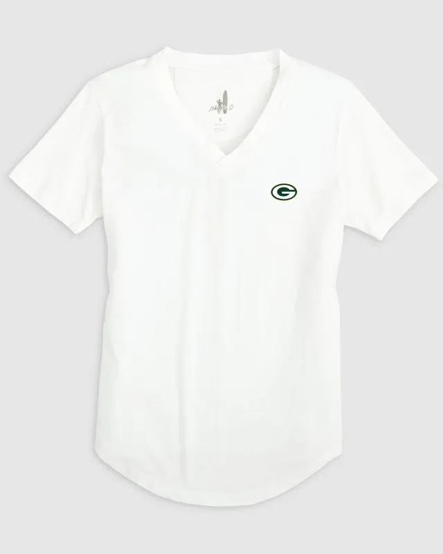 Women's Green Bay Packers Merediths V-Neck T-Shirt sold by Johnnie-O